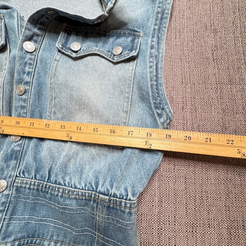 Bucket List Womens Denim Jumpsuit Light Wash Sleeveless Wide Leg Culotte Large - Picture 11 of 14